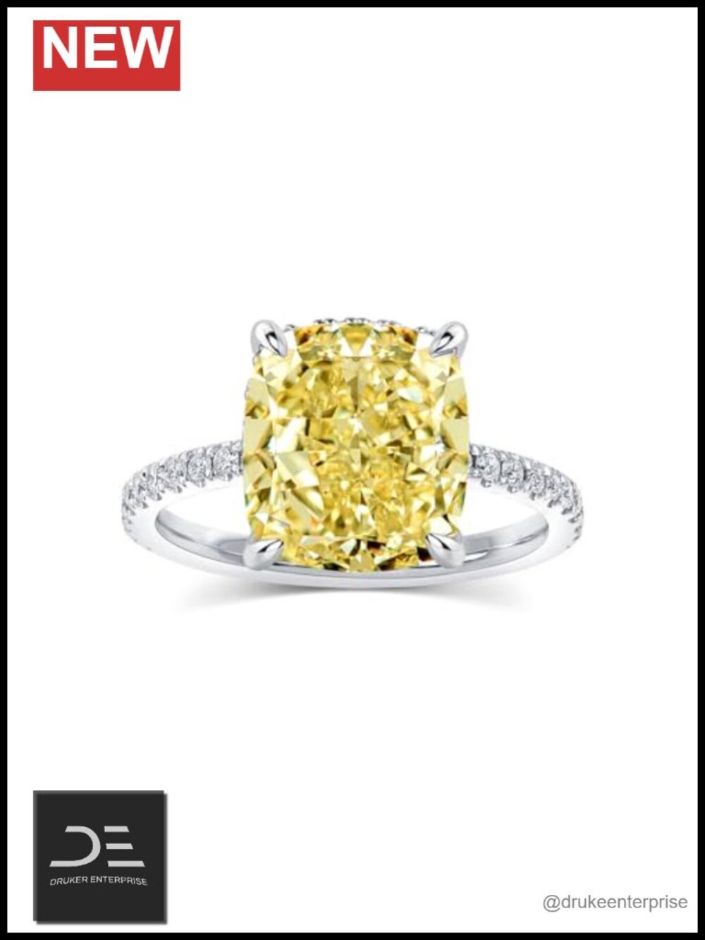 Sterling Silver Cushion Cut CZ Engagement Ring 4ct Prong Setting